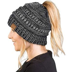 Grey 3 toned ponytail CC brand beanie